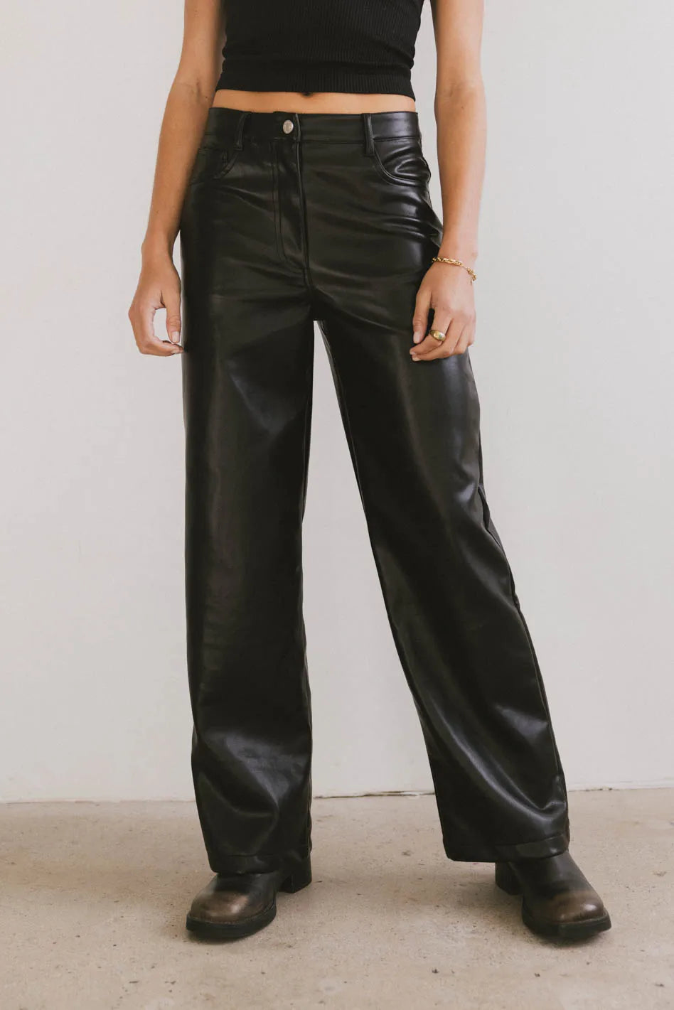 Www Rushyashya Leather Wide Leg Pants Leather Split Pants Long