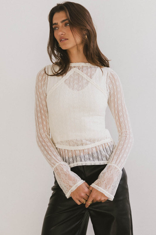 lace detail blouse in ivory