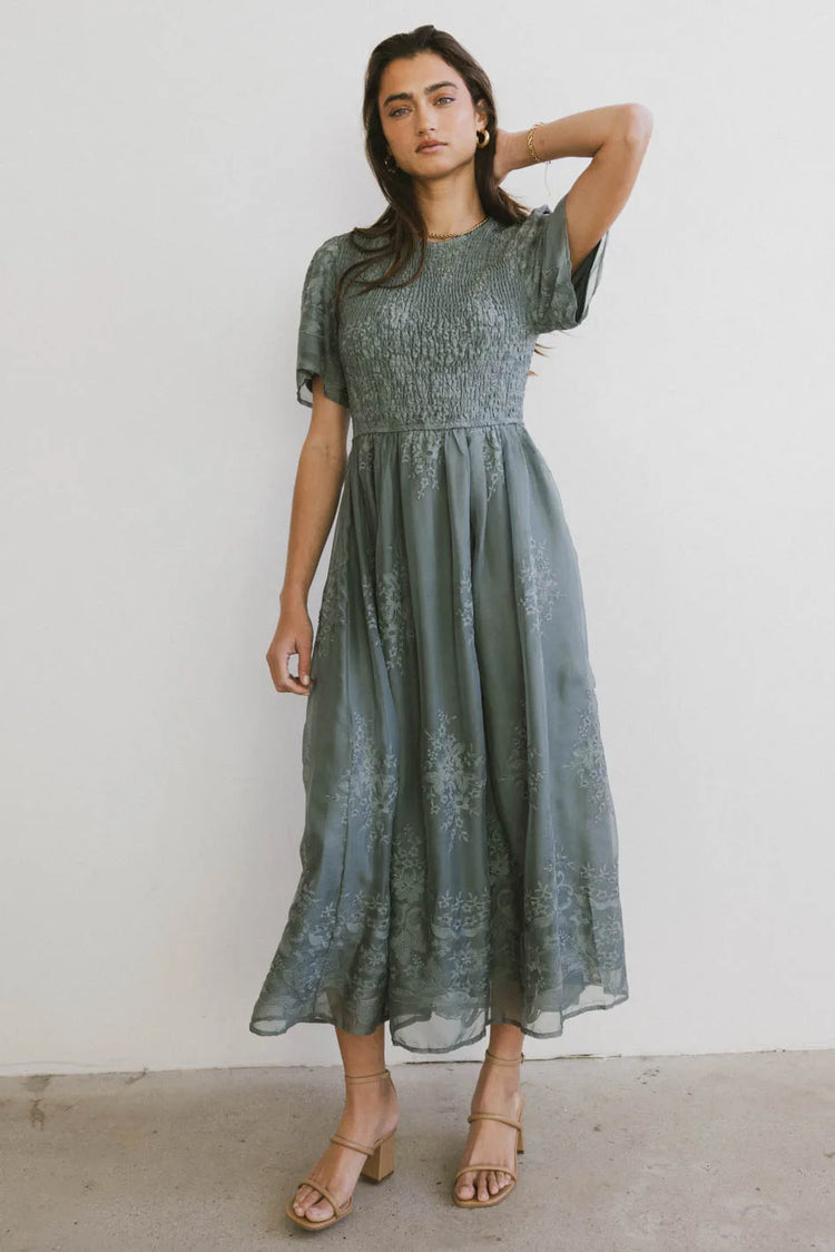 Woven dress in teal 