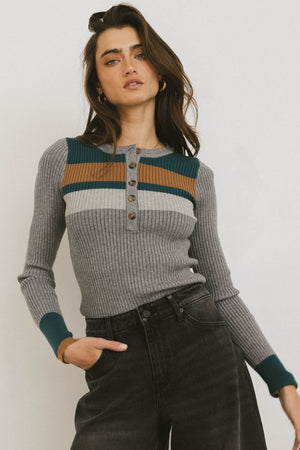 Grethena Ribbed Top in Grey - FINAL SALE