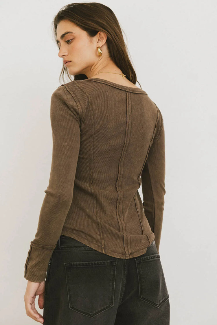 Plain color top in brown 