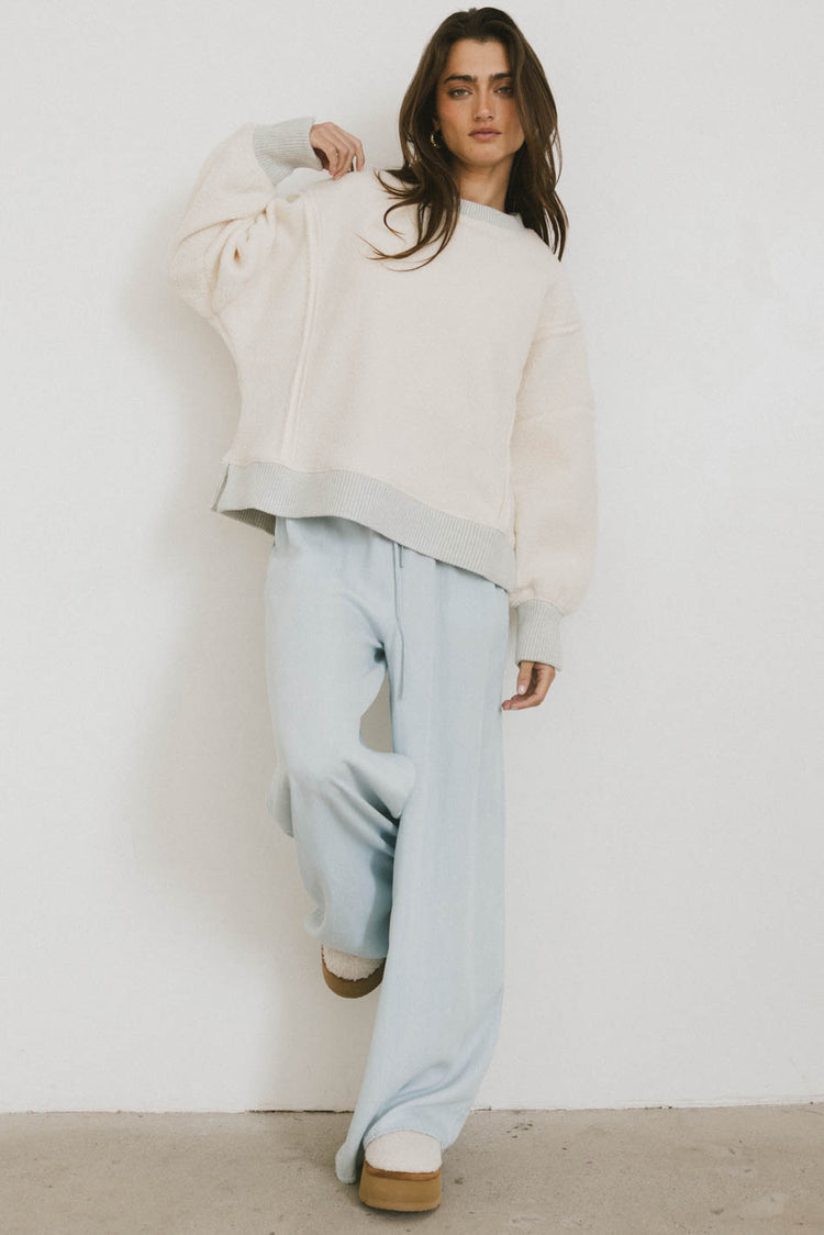 BLUE PANTS WITH SHERPA SWEATER