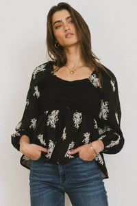 Floral top in black 