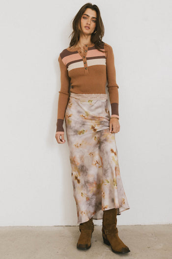 satin printed maxi skirt