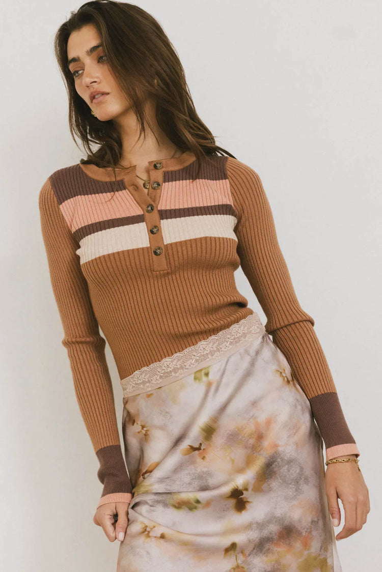 Ribbed top in brown 