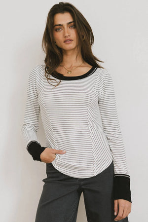 Alexandra Striped Top in White