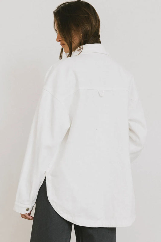 Plain color denim jacket in white 