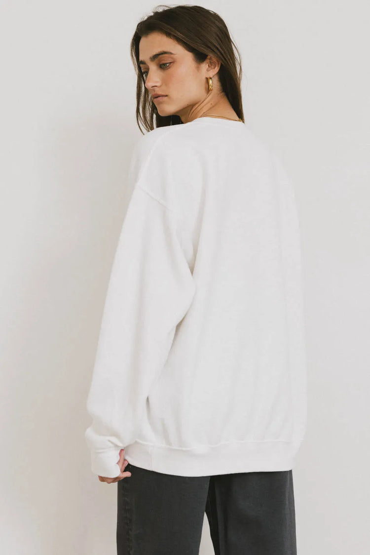 Back plain color sweatshirt in white  