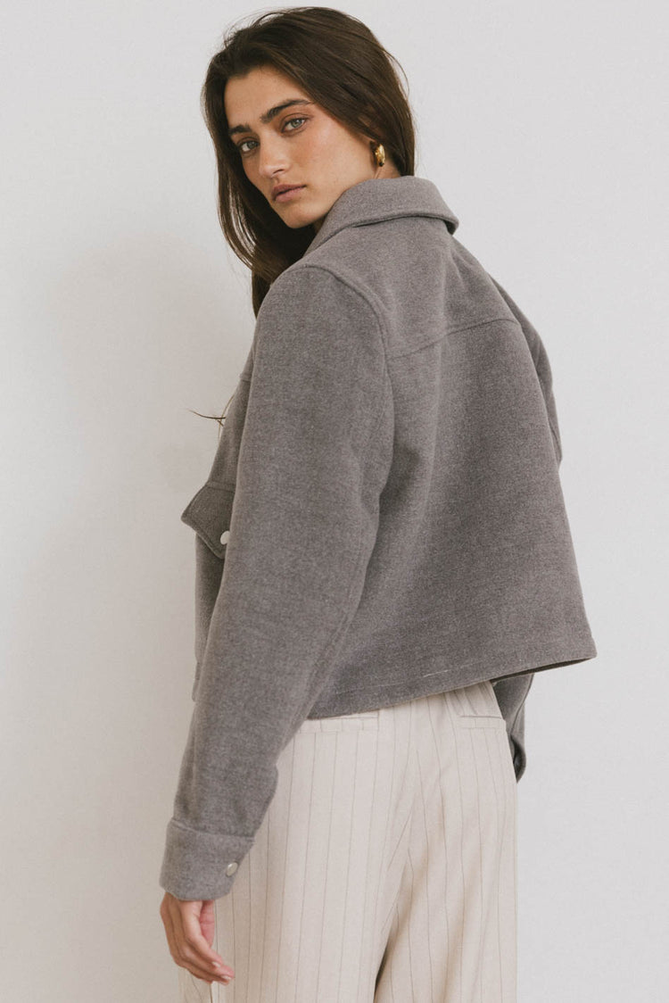 wool collared jacket in grey