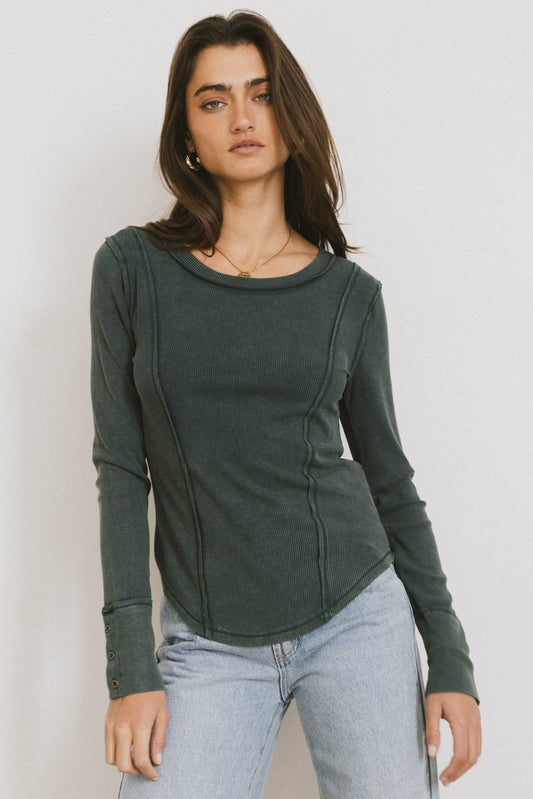 FOREST GREEN RIBBED TOP