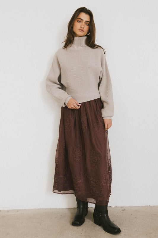 fog sweater with embroidered skirt