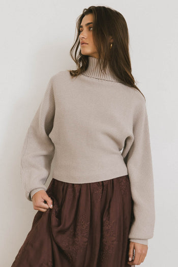 ribbed detail turtleneck sweater