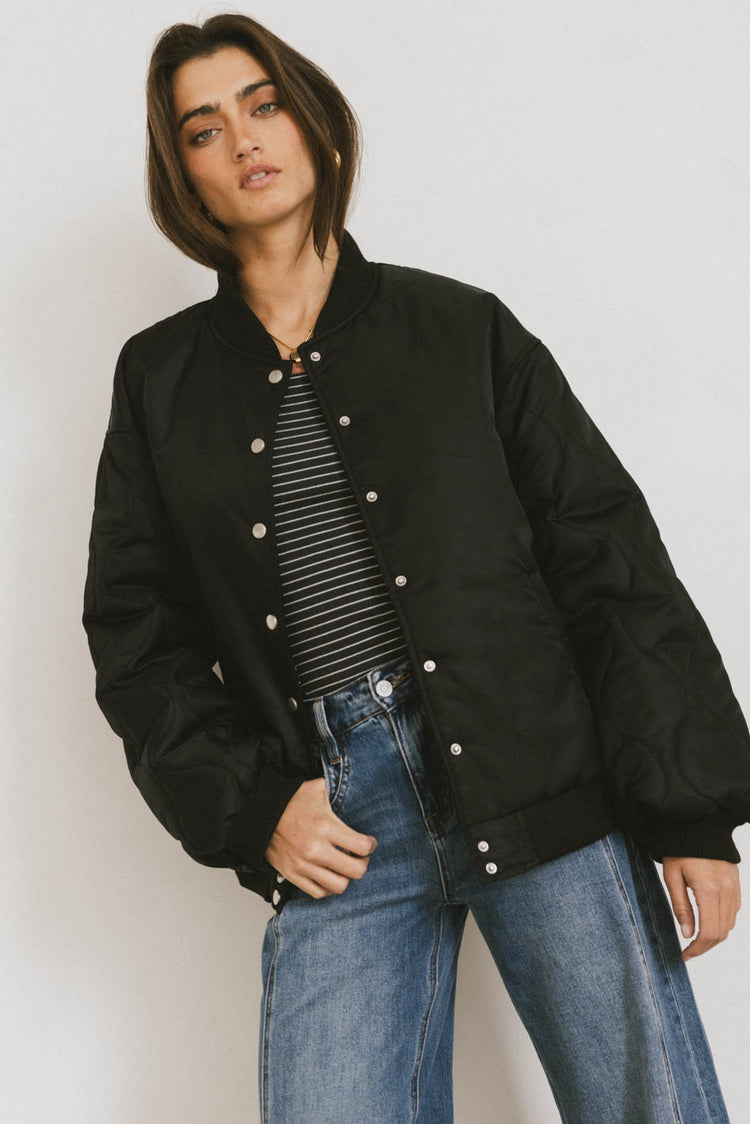 snap button front bomber