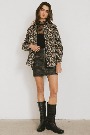 LEOPARD PRINT COLLAR JACKET