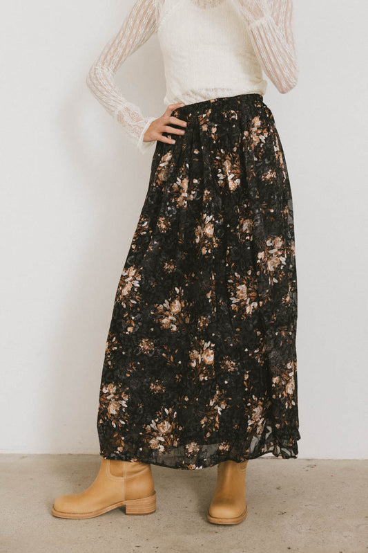 FLORAL PRINT MIDI SKIRT