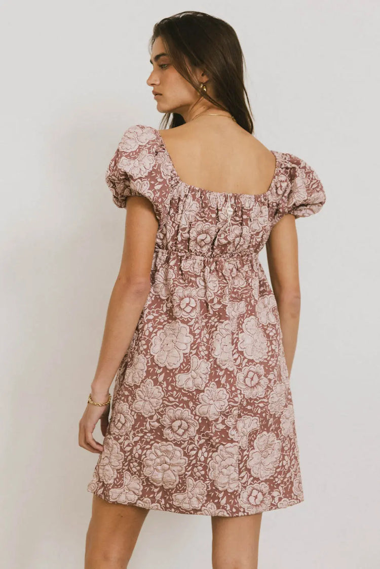 Elastic back  mini dress in mauve 