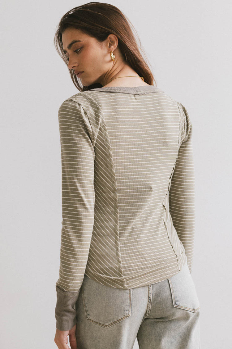 sage striped long sleeve top