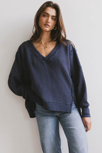 navy v neck sweater