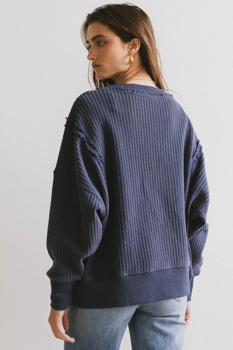 waffle sweater in navy