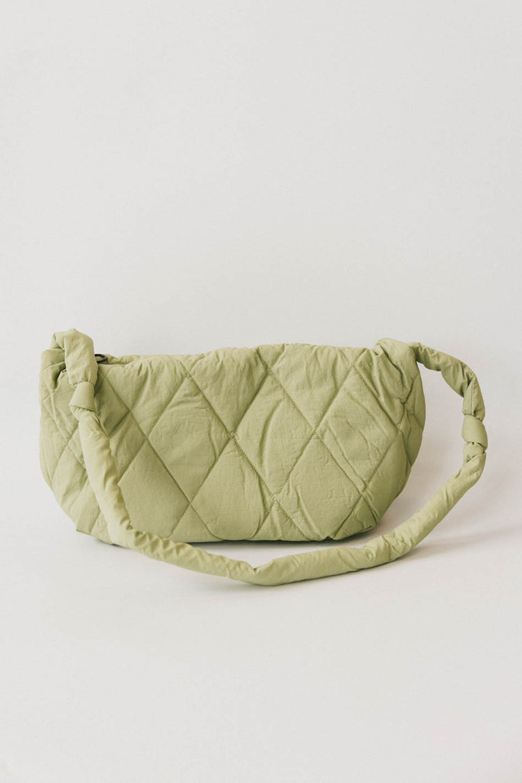 QUILTED DETAIL PUFF BAG IN SAGE GREEN