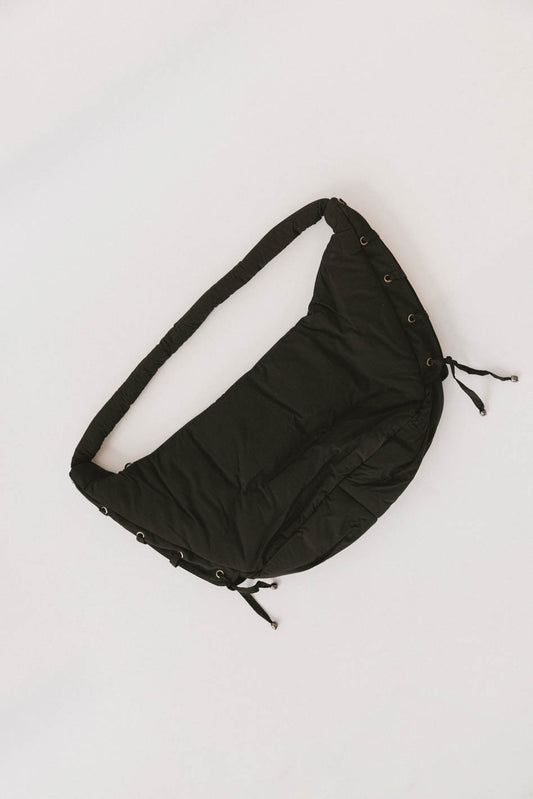 BLACK PUFF BAG WITH SIDE TIES