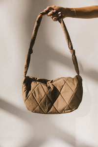 taupe quilted bag