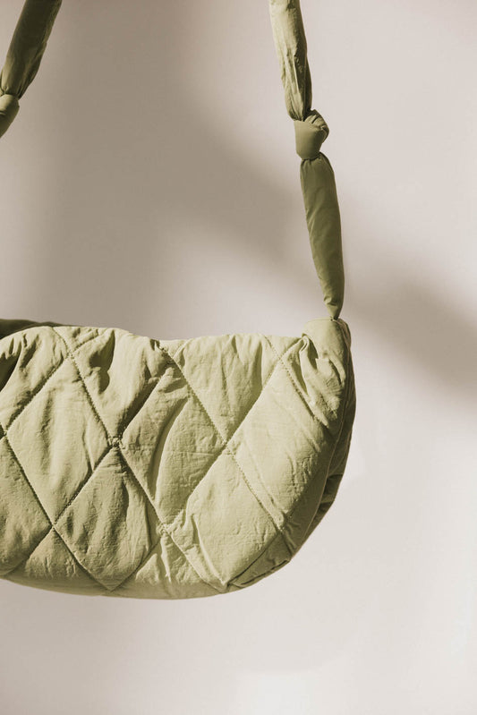 sage quilted tote