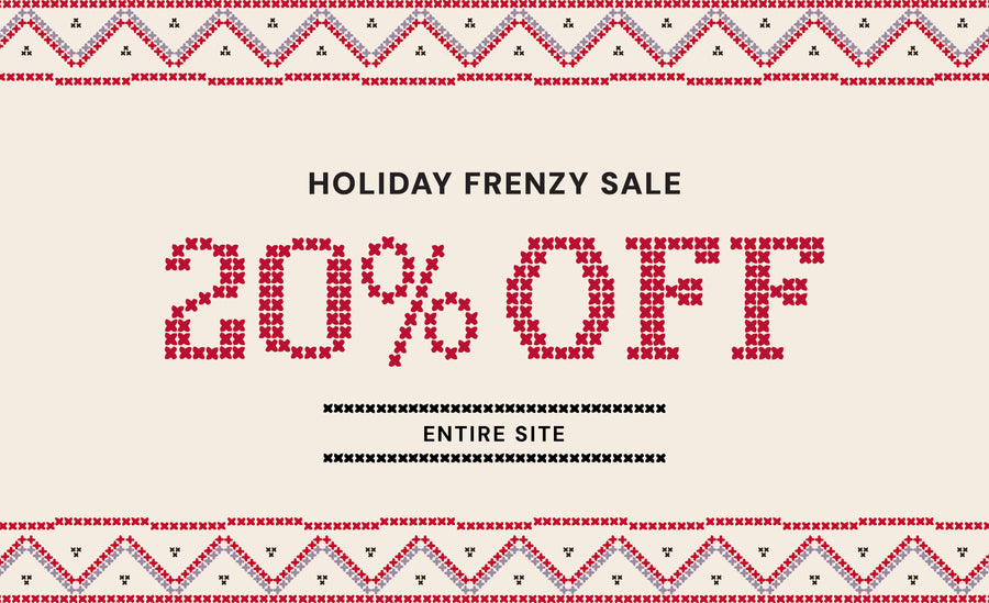 holiday frenzy sale. 20% off entire site. no coded required.