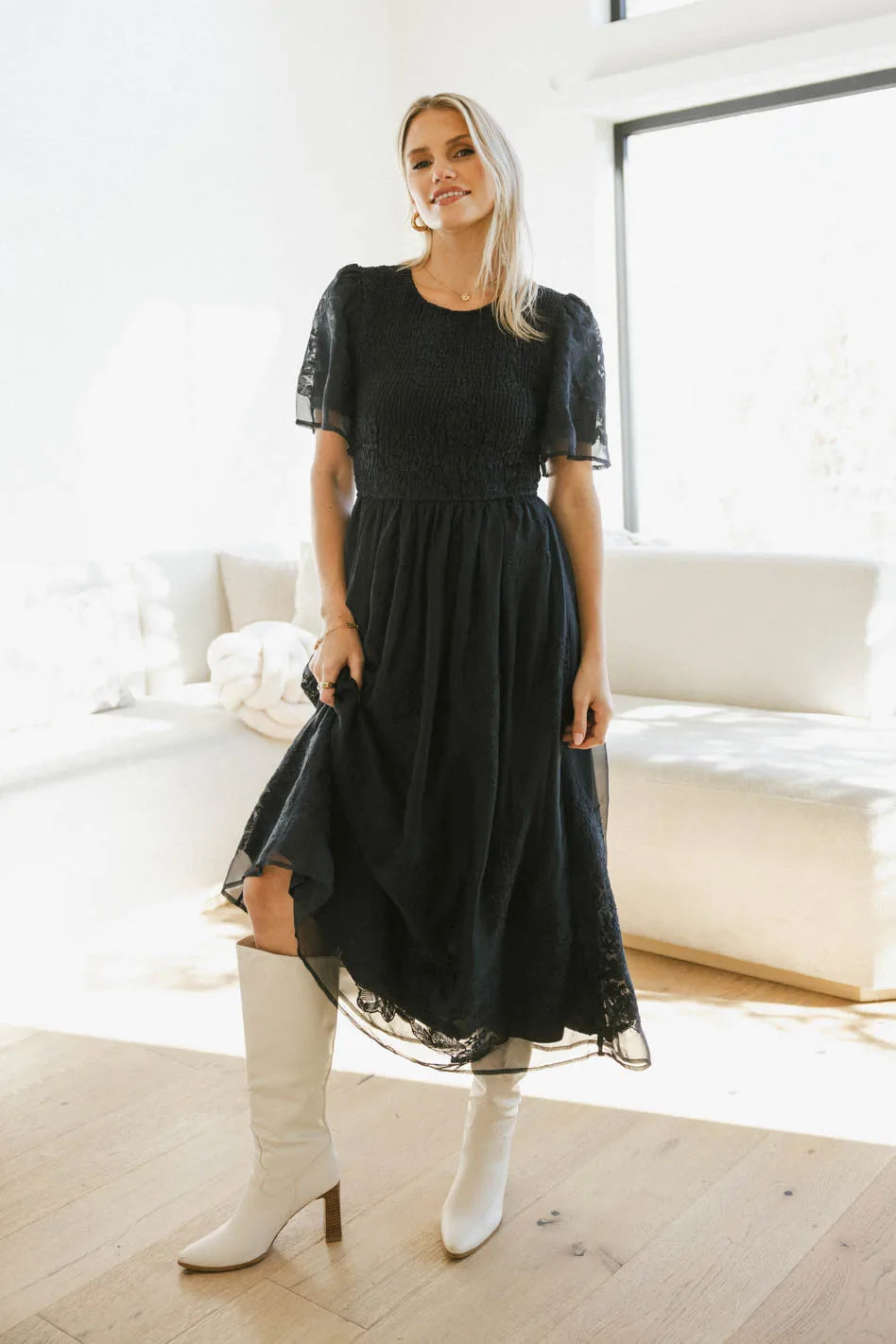 Alora Embroidered Dress in Navy - FINAL SALE Alora Embroidered Dress in Navy - FINAL SALE