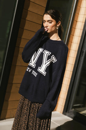 Urban Graphic Knit Sweater - New York