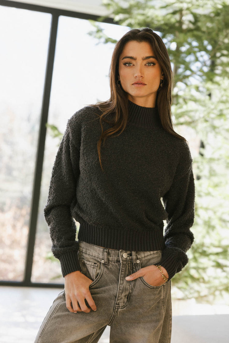 textured sweater in grey