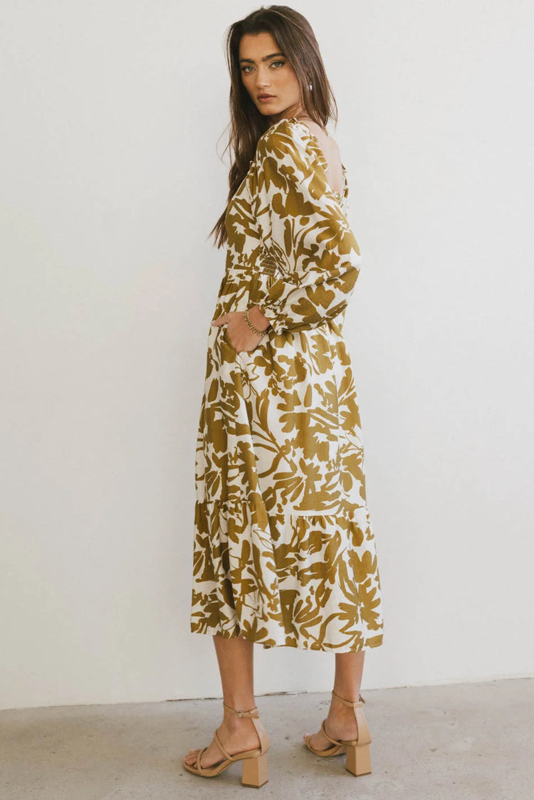 Two hand pockets dress in mustard 