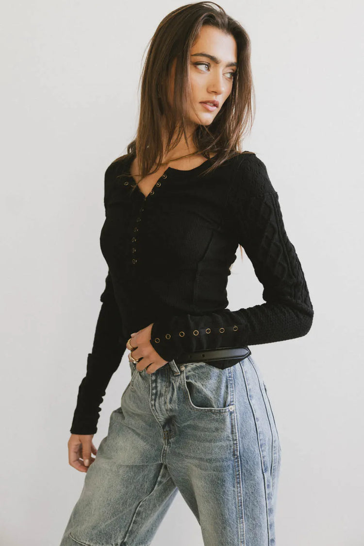 Long sleeves top in black 