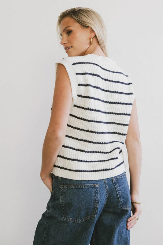 Striped vest in navy 