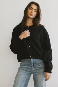 Round neck bomber jacket in black 