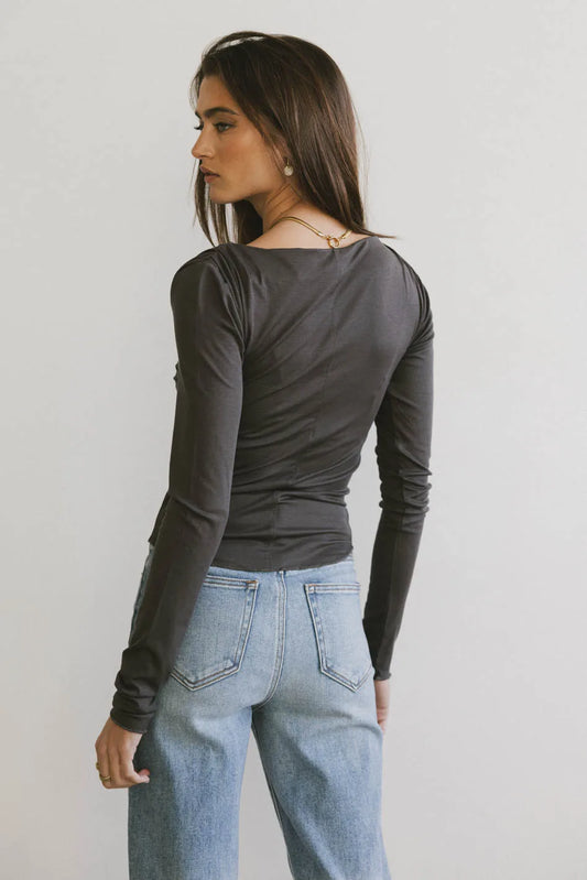 Plain color top in grey 