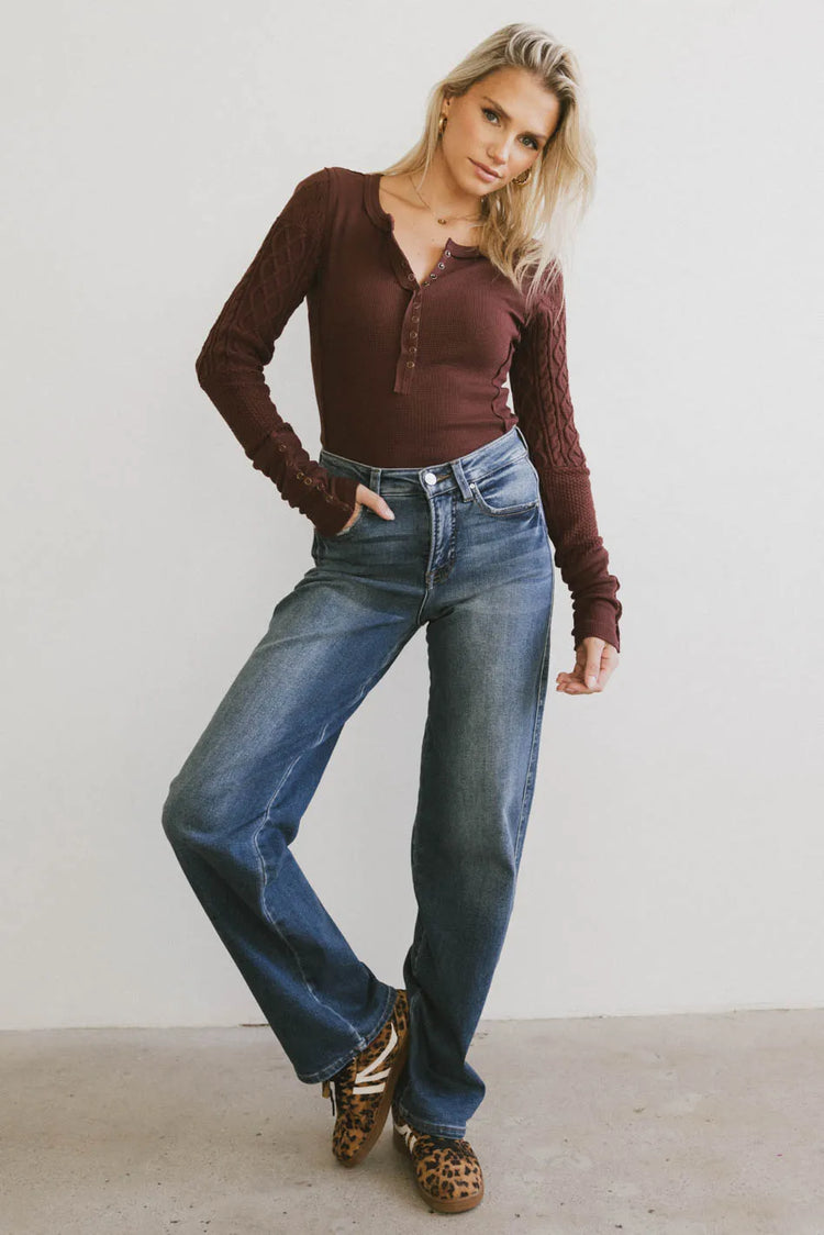 Long sleeves top in brown 