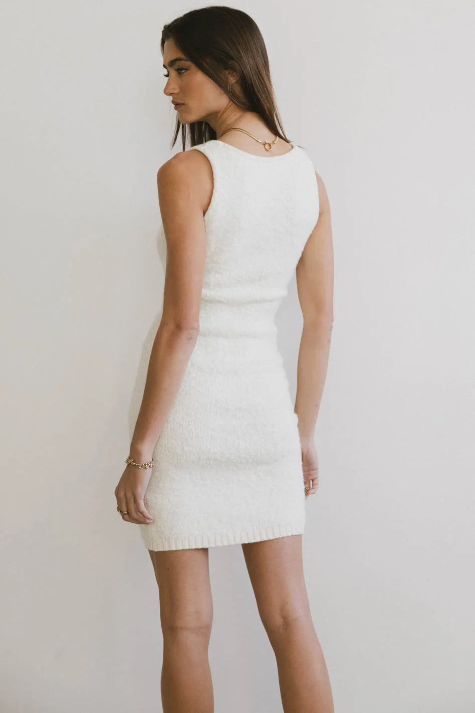 Plain color dress in cream 