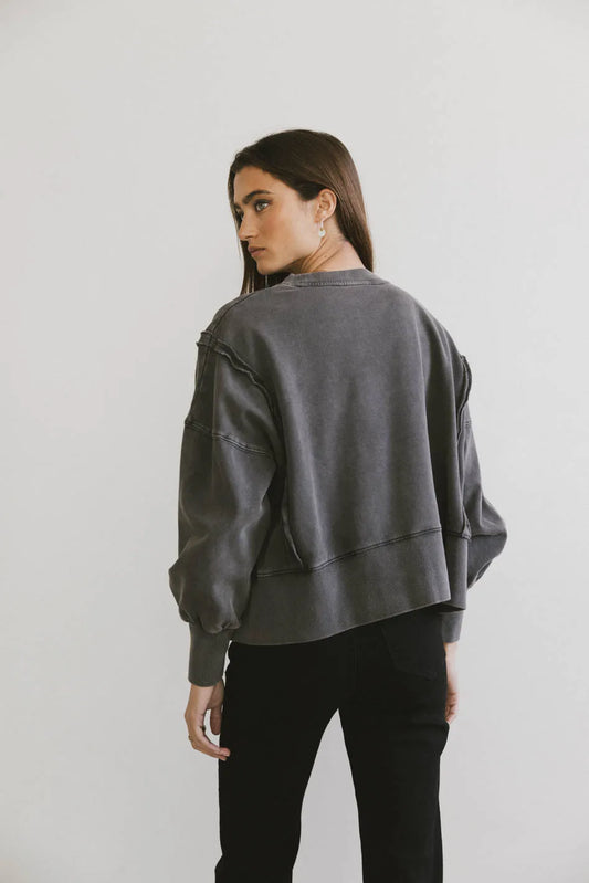 Plain color knit sweatshirt in grey 