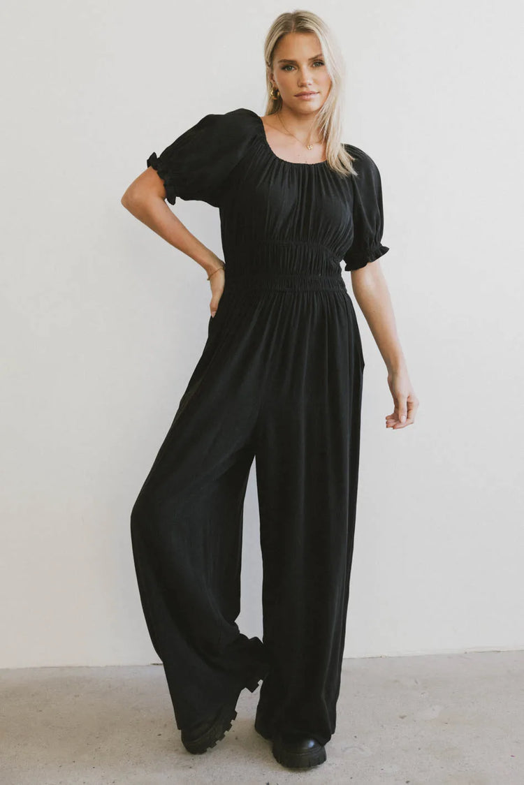 Woven jumpsuit in black 