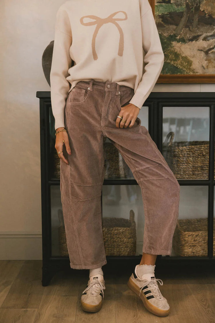 Two hand pockets pants in  mauve 