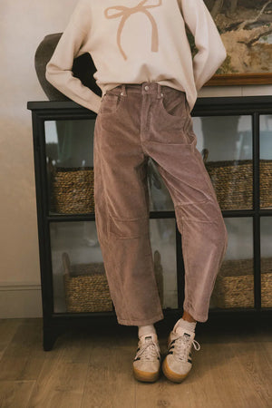 Lisette Barrel Jean in Mauve Courduroy - FINAL SALE