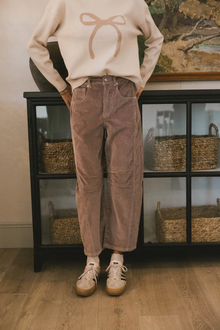 High rise pants in mauve 