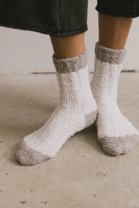 Fuzzy socks in natural 