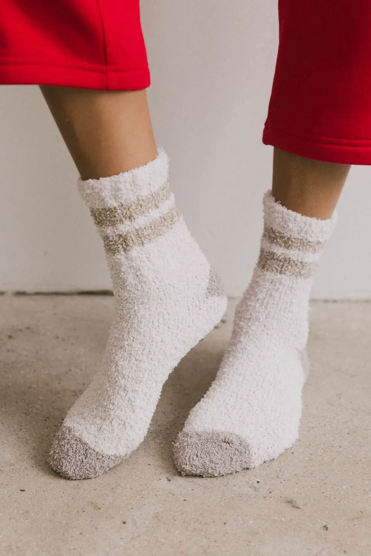 Striped socks in ivory 