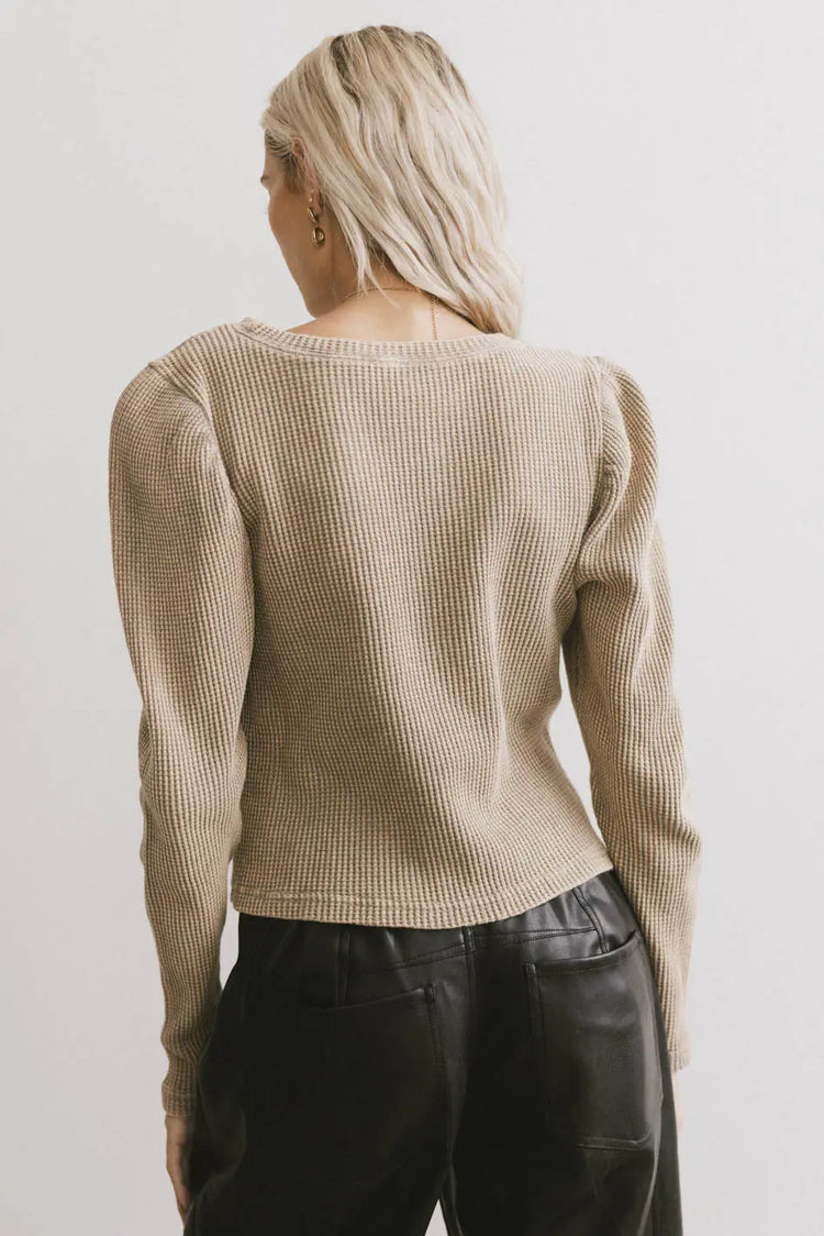 Plain color top in olive 