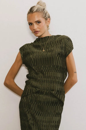 Dream Textured Top in Dark Moss - FINAL SALE
