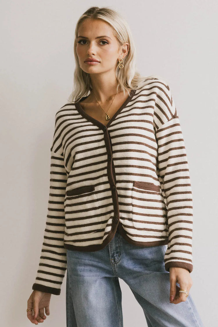 Striped top in brown 