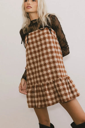 knit midi dress FARM Rio Off-White Checkered Stripes Sleeveless Lenzing Ecovero Euroflax Maxi Dress, Checkered Stripes Off-White / XXS