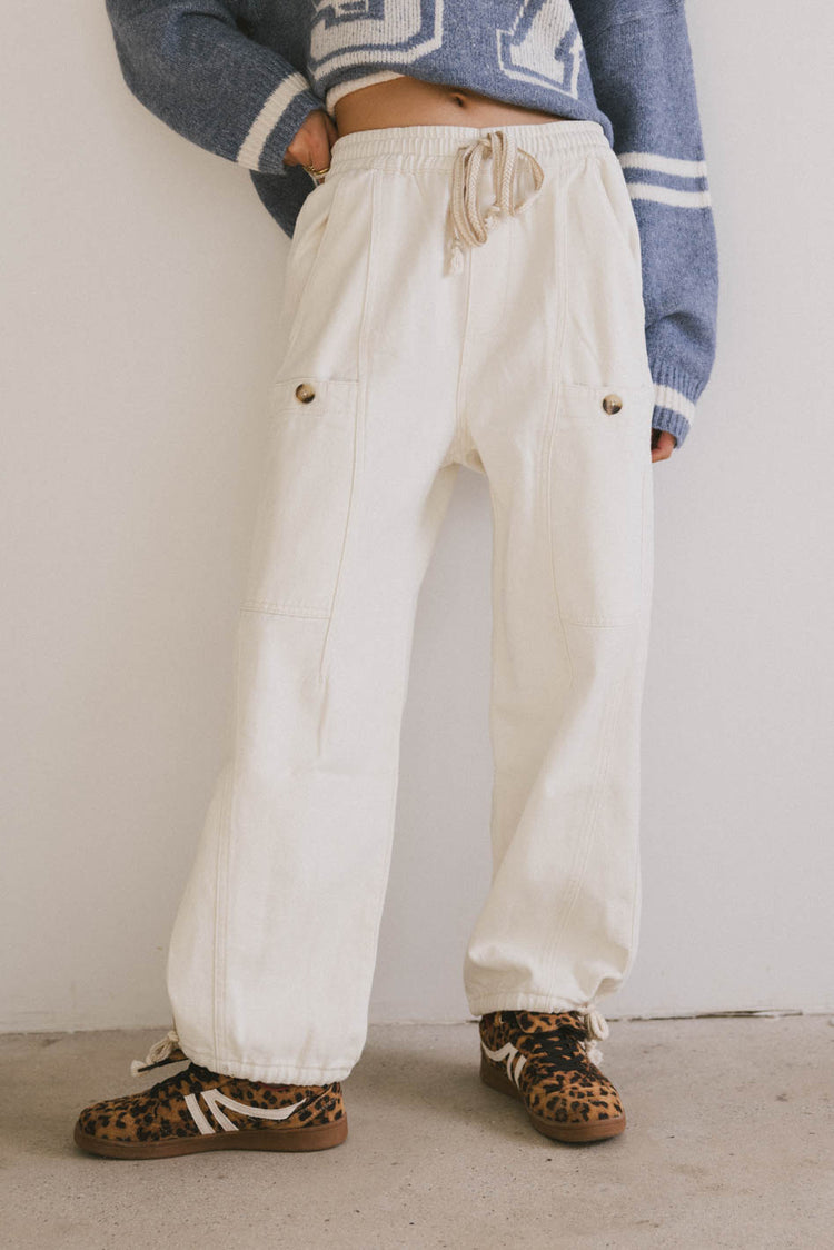 drawstring pants in cream